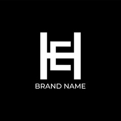 HE, EH initial letter black and white logo for business