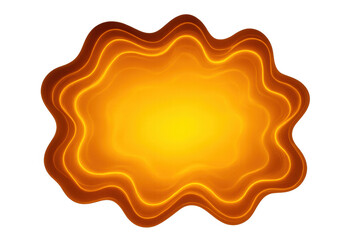 Abstract glowing golden orange wavy frame with radiating light energy on transparent background
