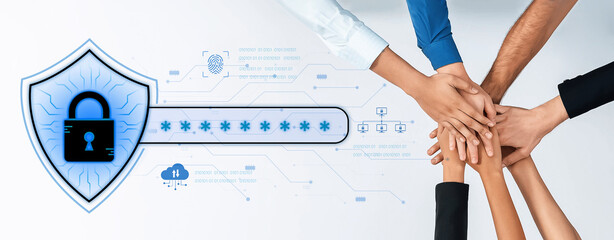 A concept of advanced network security. This system combines password protection with biometric fingerprint authentication and cloud data verification for secure access. Fermion