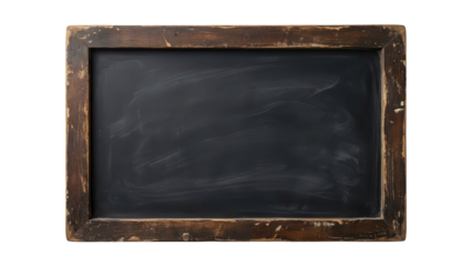Blank Old Chalkboard with Distressed Wooden Frame isolated PNG with Transparent Background