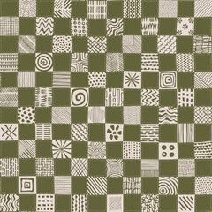 Line Doodle Seamless Pattern 93 - Micro Check Patchwork