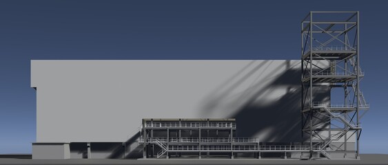 3D illustration of industrial project