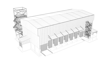 3D illustration of industrial project