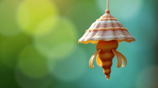 Video A beautiful sea shell hangs from a string, ready for decoration or jewelry making