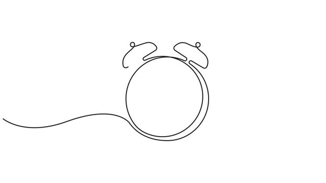 Self drawing of continuous line draw vintage alarm clock, single line concept, Full length one line 4k animation video.