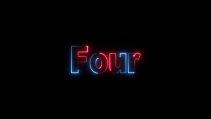 Neon number four with blue and red lights