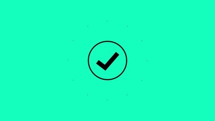 Black checkmark in circle on green background check mark tick