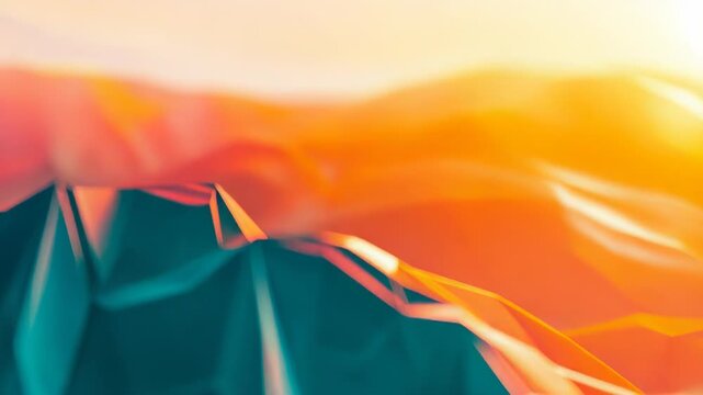 Abstract low poly landscape with orange and teal colors