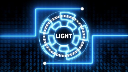 Blue neon light with barcode and text barcode digital futuristic technology