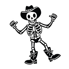 Cheerful Dancing Skeleton in Oversized Cowboy Boots Vector Illustration