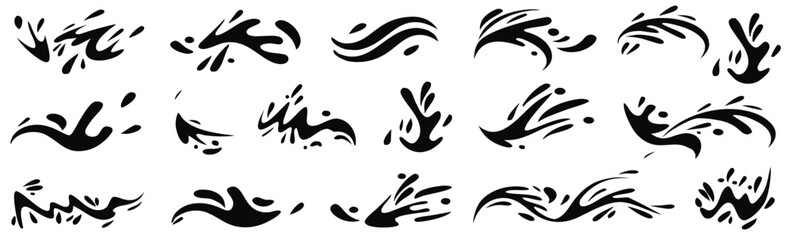 Fototapeta premium Black ink splashes collection abstract isolated elements design vector graphic