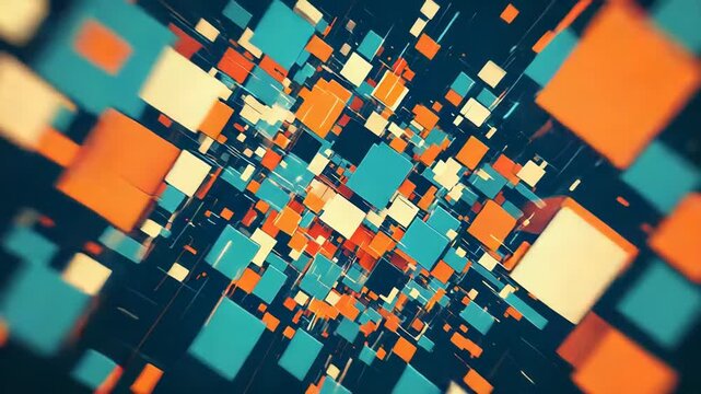 Abstract geometric cubes floating in digital space