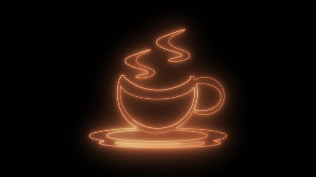 Coffee cup. Glowing neon icon