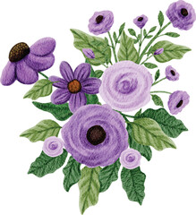 purple flowers arrangement watercolor