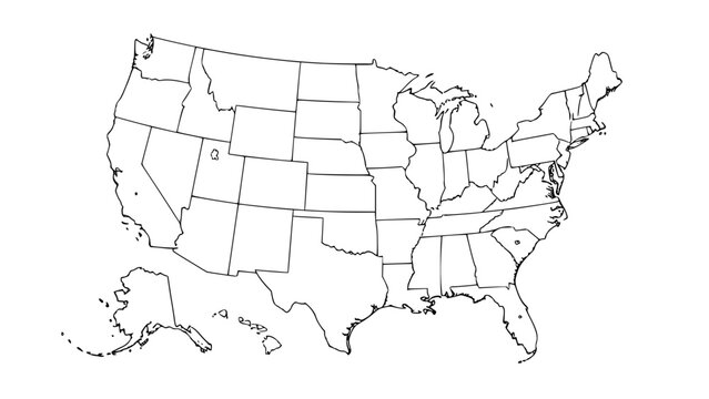 Vector map of the United States of America, flat design, all states clearly separated, clean lines, modern infographic style, editable colors, high detail, white background