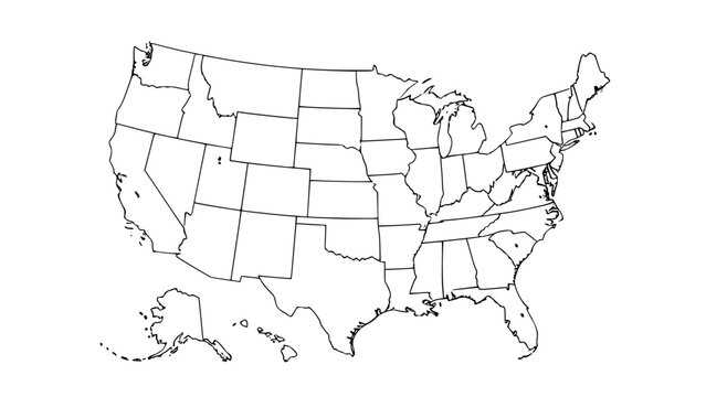 Vector map of the United States of America, flat design, all states clearly separated, clean lines, modern infographic style, editable colors, high detail, white background