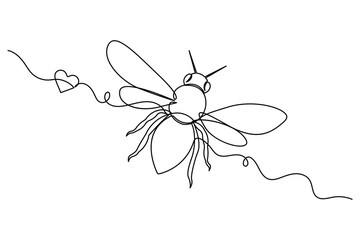 Simple one line art insect minimalist love symbol