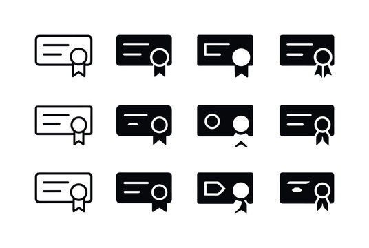 Bonus Check Icons. Bonus check. Icon set. Set Logo of bonus chec