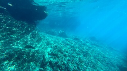Underwater, skały, rock, ocean,