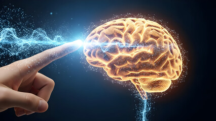 Blue 3D abstract human brain anatomy scan concept for medical science and intelligence