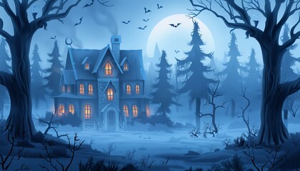 Cinematic Spooky Scene Haunted Mansion