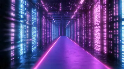 Navigating digital data tunnel creating virtual reality metaverse experience - Powered by Adobe