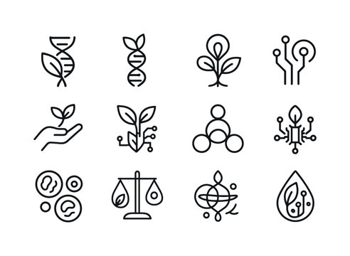 Biotech Harmony Icons. Biotech harmony. Line icon set of biotech