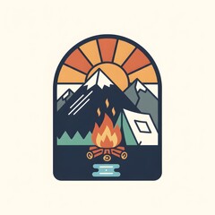 Explore graphic print design for apparel. Mounting summer adventure artwork for t shirt , sweatshirt, poster, sticker and others. Mountain camping art.
