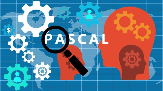 Global Business Strategy Analysis with Magnifying Glass Over Pascal Text and Gears world map