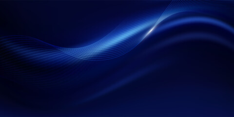 Vector abstract, blue- black color background, luxury wave gold line pattern, Illustration modern graphic design for invite, premium, Vip template, business banner or futuristic technology background