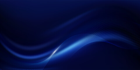 Vector abstract, blue- black color background, luxury wave gold line pattern, Illustration modern graphic design for invite, premium, Vip template, business banner or futuristic technology background