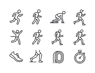 Running Icon Set. Person Running. Line icon set of Person Runnin