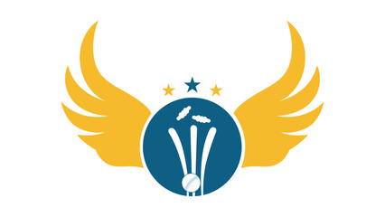 Cricket sports vector logo design template. Cricket ball with wings icon design.