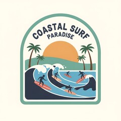 Summer paradise graphic print design. Tropical paradise. Enjoy beach life. Summer vibes artwork. Surf club design. Beach modern abstract art.