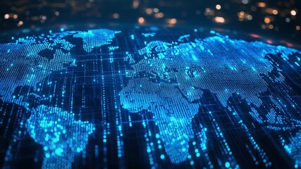 Digital world map showing global network and data connection - Powered by Adobe