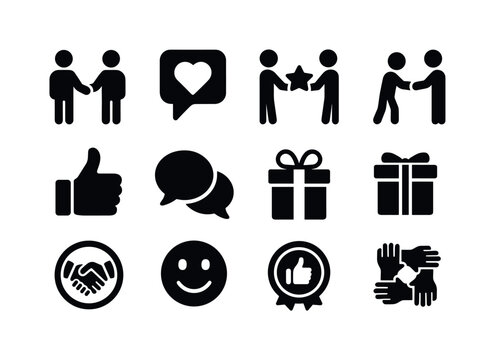 Peer Recognition Icons. Peer Recognition. Solid icon set of Peer
