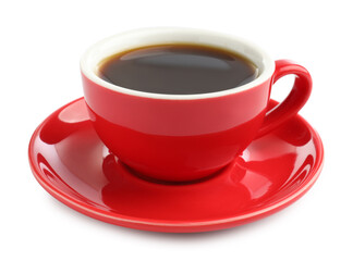 Aromatic coffee in cup isolated on white
