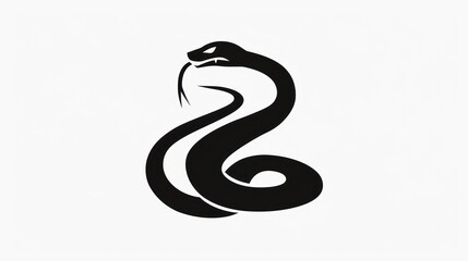 Stylized snake illustration in black and white isolated on a clean background