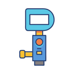 Illustrated blue meter tool on black background, stock image