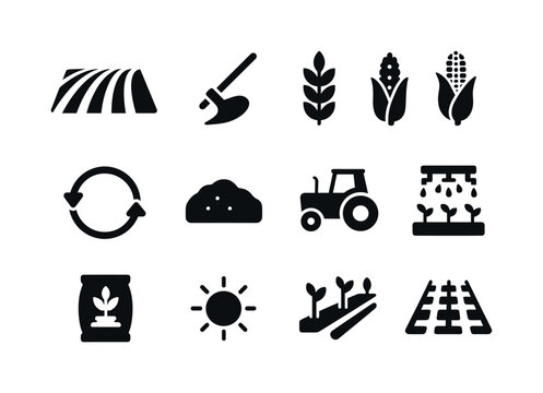 Crop Rotation Icons. Crop rotation. Solid icon set of crop rotat