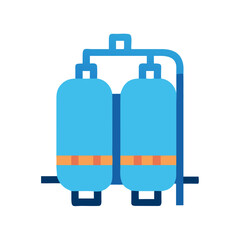 Industrial water treatment system with cylindrical tanks and piping