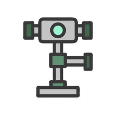 Stylized icon of industrial equipment with clean lines on black