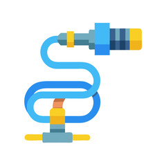Flat design blue garden hose with yellow accents illustration