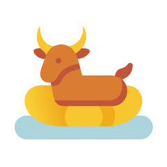 Flat vector illustration of a bull ride float icon