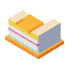 Abstract Isometric Multi-layered Block Structure on Black Background