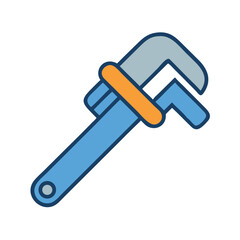 Illustration of Adjustable Wrench on Black Background for Designs