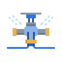 Irrigation system graphic spraying water flat vector illustration