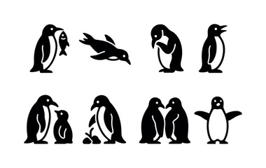 Fototapeta premium Nordic Winter Yoga Icons. Nordic-style winter outdoor yoga. Line outline icon set of Nordic-style winter