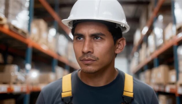 Trabajador  supervisando una bodega