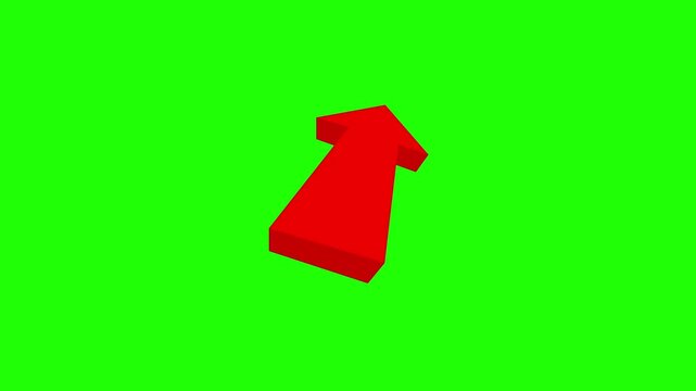 animated red arrow on green screen background.4k video